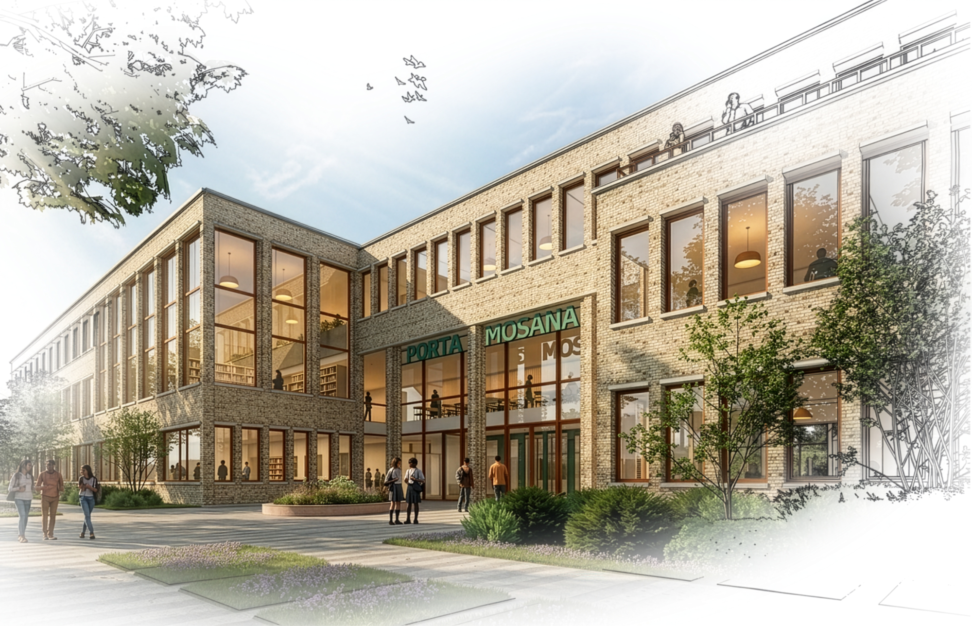 Porta Mosana College in Maastricht krijgt ‘goddelijke’ nieuwbouw, gelegen in het groen