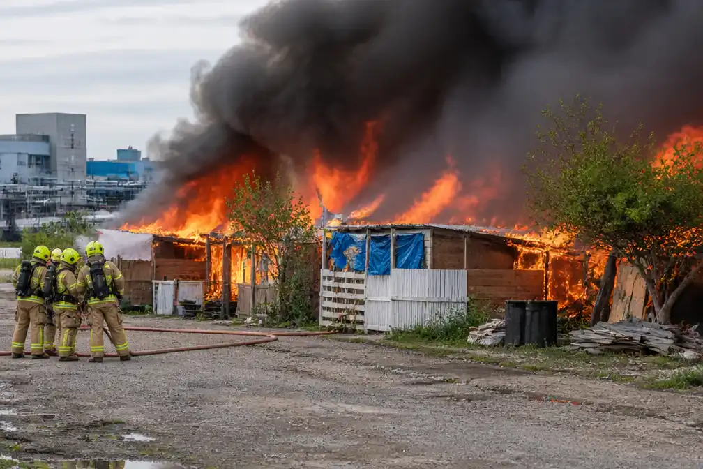 Brand verwoest zeven caravans op stadsnomadenterrein 't Landje in Amsterdam
