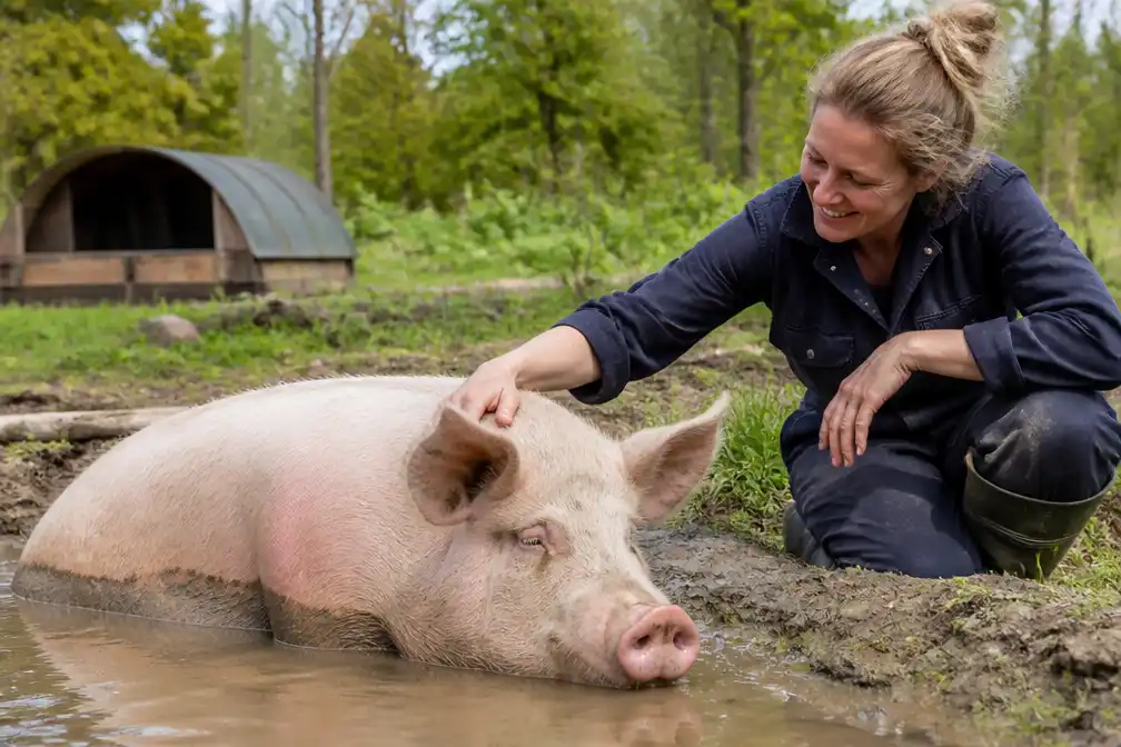 Varken Varkie ontsnapt aan slachttransport en vindt thuis bij Mariska