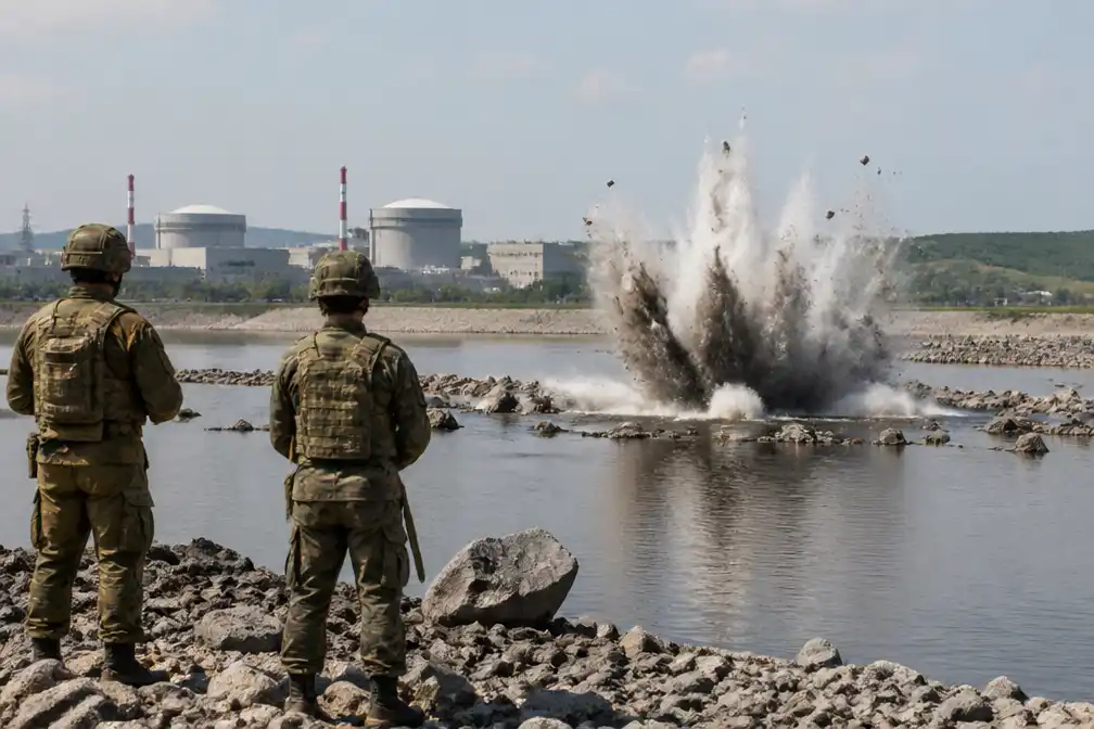 Roemeense leger blaast rotsen in Donau op voor kerncentrales