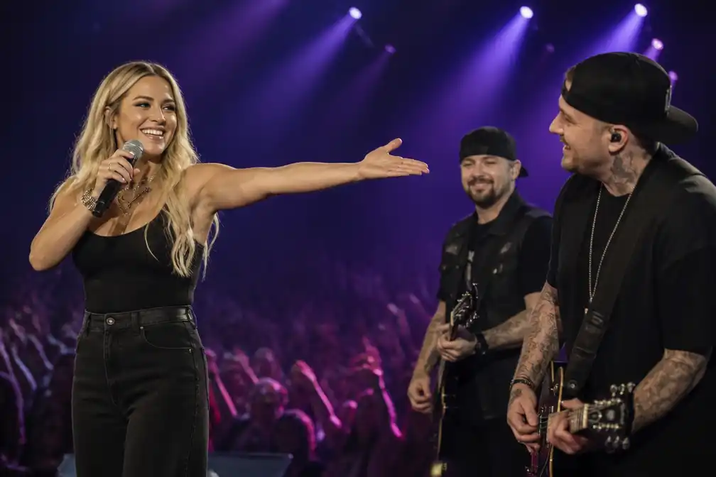 Hilary Duff haalt Good Charlotte op podium in Madison Square Garden