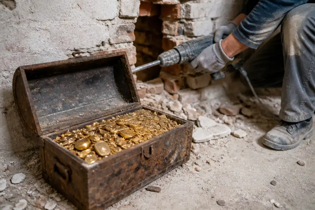 Bouwvakkers vinden gouden schatkist in muren van Belgische kelder