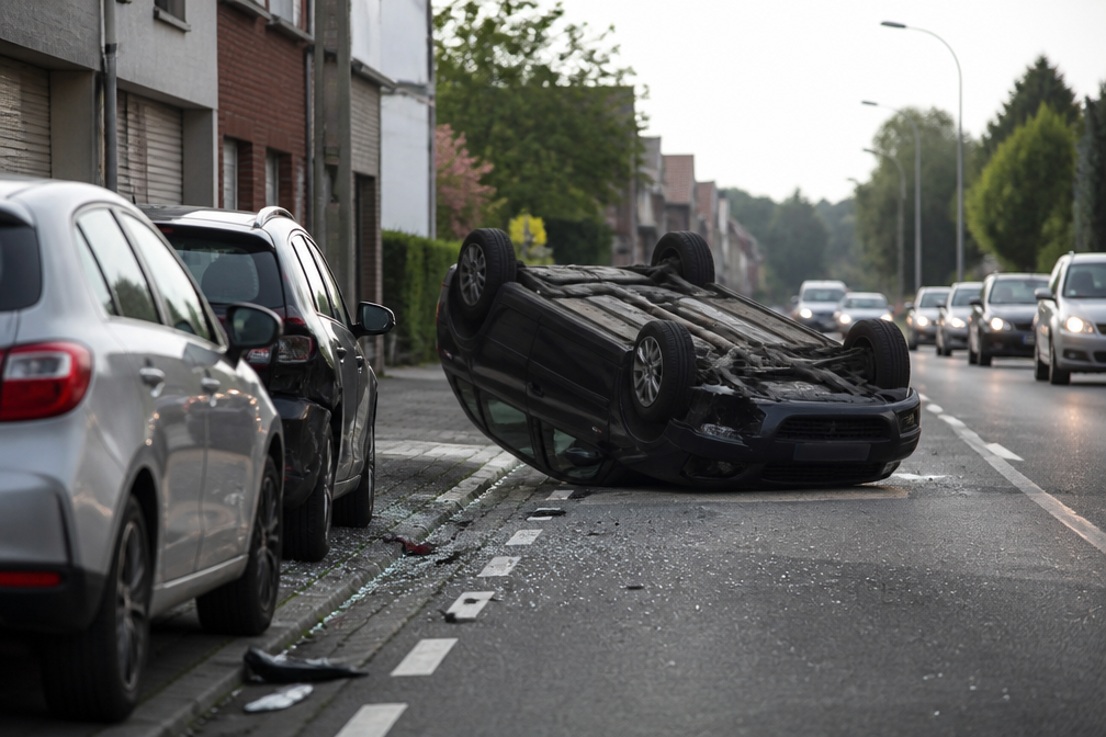 Auto belandt op dak in Wilsele nadat dertiger indommelt achter stuur