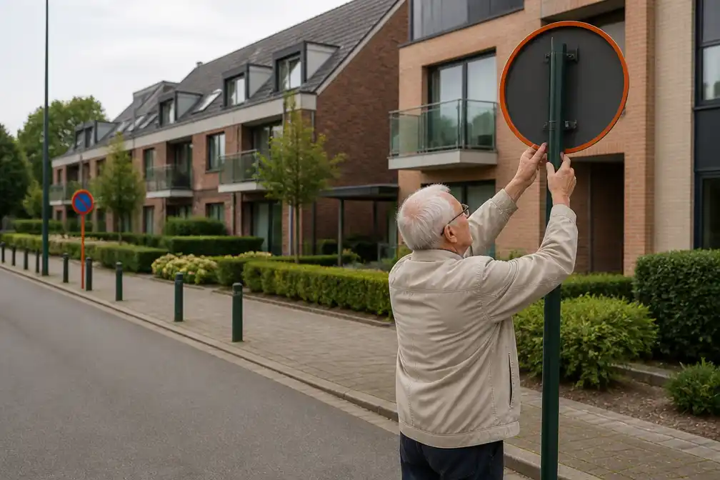 Bewoners De Ravestein in Hever draaien foutieve verkeersborden om
