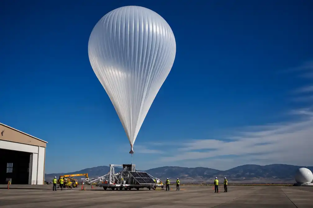 Heliumballon die satellieten test en raketten lanceert kan ruimtevaart veranderen