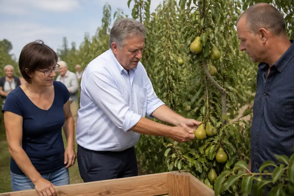 Jan Jambon geeft startschot voor vroege perenpluk in Ranst