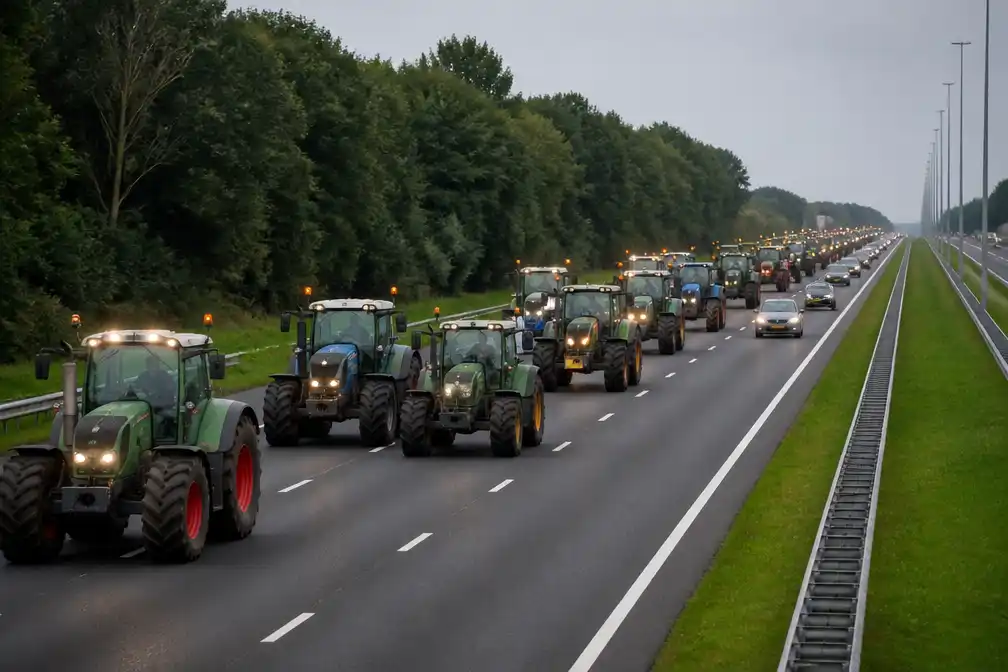 Politie ziet af van boetes voor boeren met trekkers op A31 in Friesland