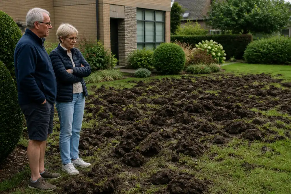 Everzwijnen vernielen tuin van koppel in Mol-Gompel
