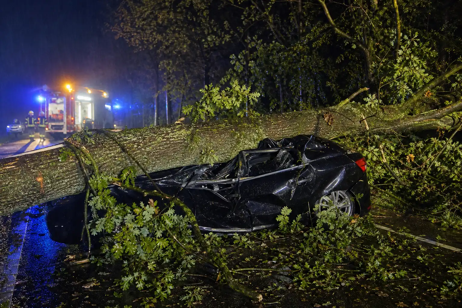 Bestuurder omgekomen door boom op auto tijdens onweer in Drenthe