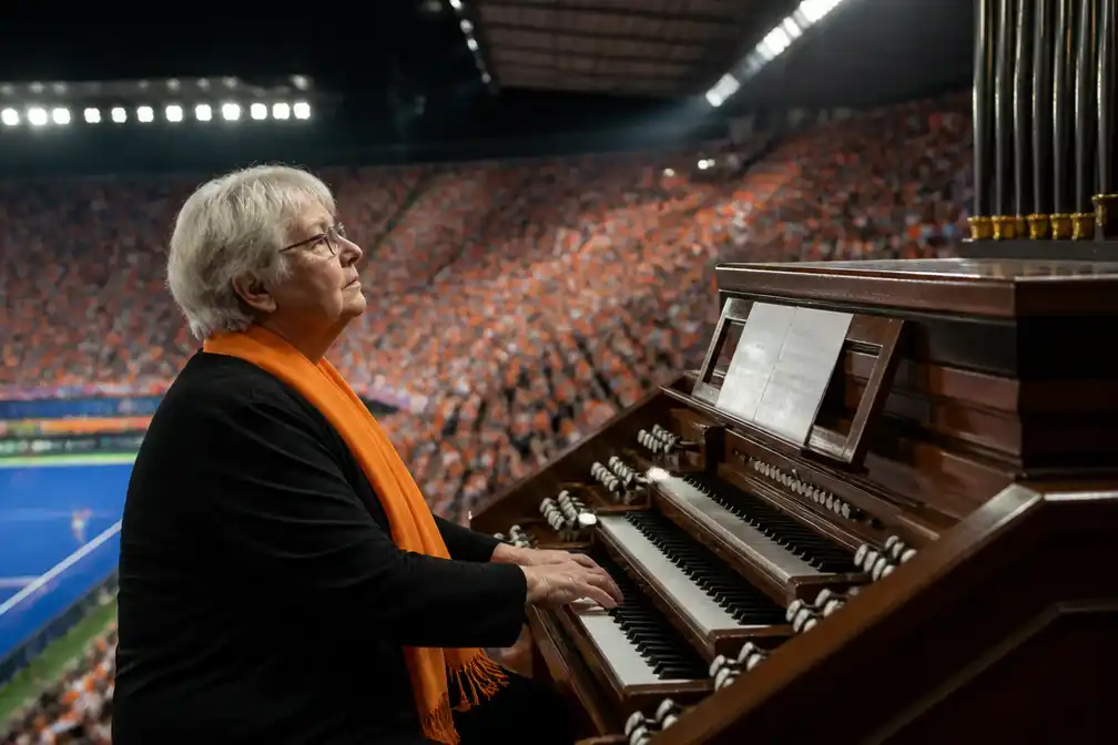Orgel Joke speelt Wilhelmus bij hockeyduel Nederland - India