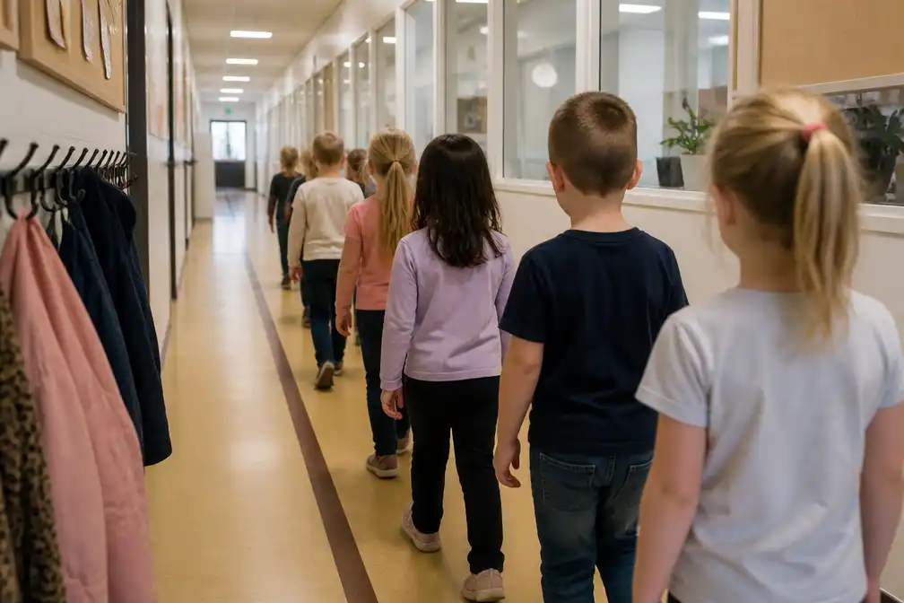 Basisschool De Oversteek laat kinderen stil en stapvoets lopen