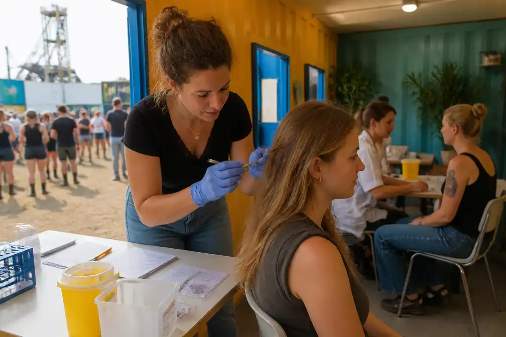 Onderzoekers op Lowlands knippen haar voor stressonderzoek bij ex-kankerpatiënten