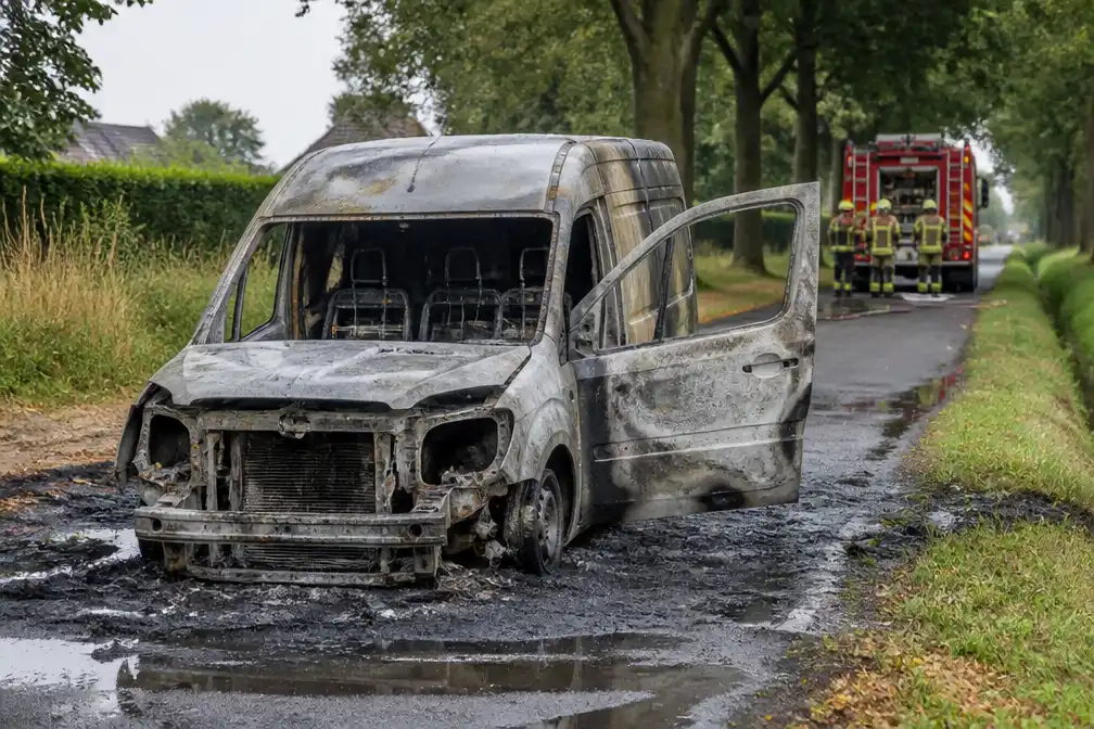Arbeider gewond bij bluspoging van bestelwagen in Hertsberge