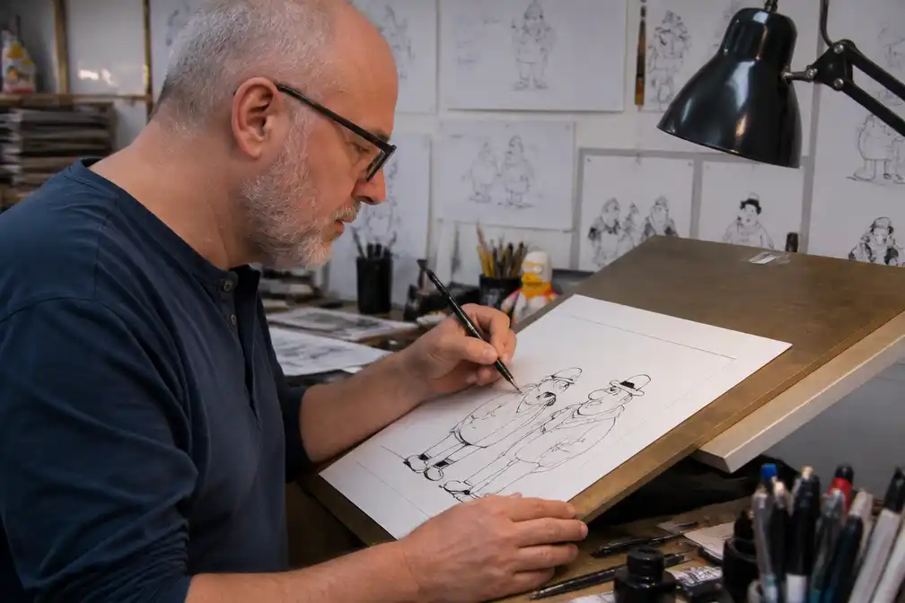 Cartoon 'Toos en Henk' van Paul Kusters in twee Nederlandse dagbladen