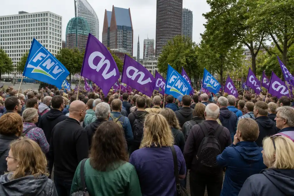 Duizenden overheidsmedewerkers betogen dinsdag in Den Haag tegen sociale zekerheidsplannen