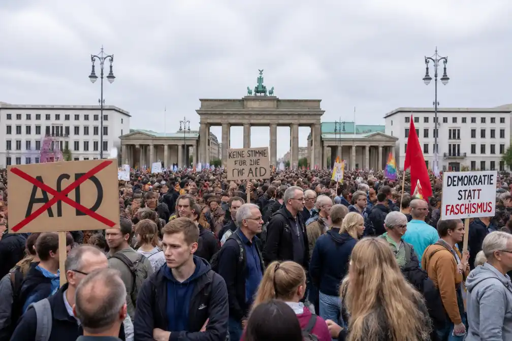 Duizenden betogen tegen radicaal-rechtse AfD bij Brandenburger Tor