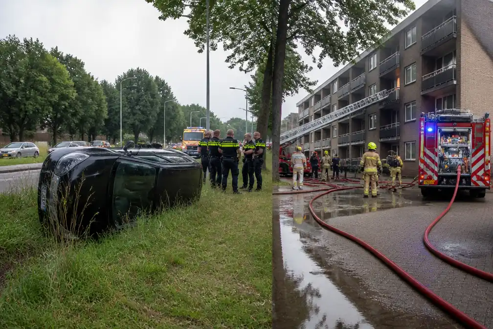 Auto in berm en brand in appartement in Eindhoven op één middag