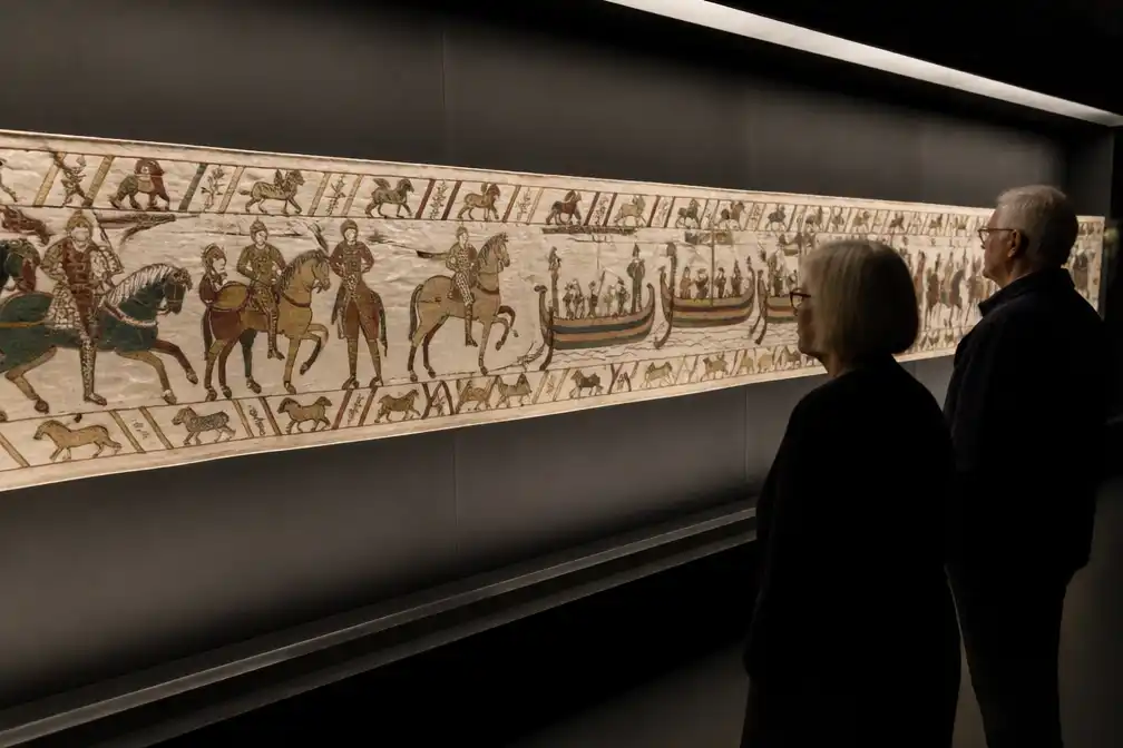 Tapijt van Bayeux na bijna duizend jaar terug in Brits Museum
