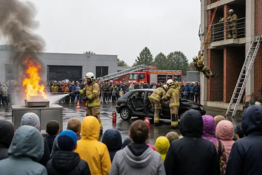 Opendeurdag brandweer Halle lokt honderden gezinnen ondanks slecht weer