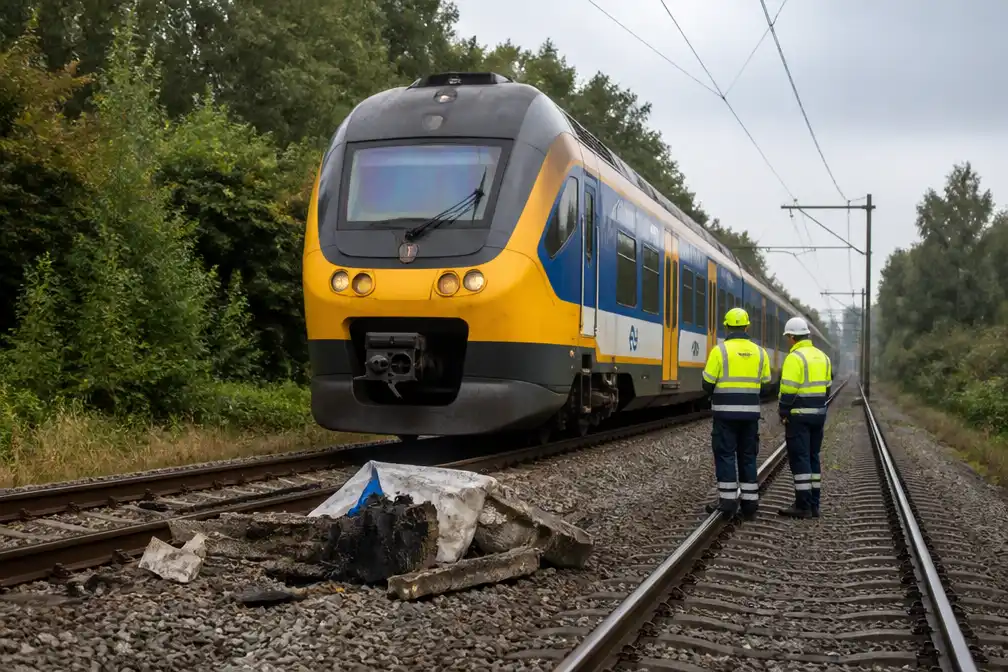 NS-trein raakt materiaal op spoor bij Steenwijk, geen gevaar voor inzittenden