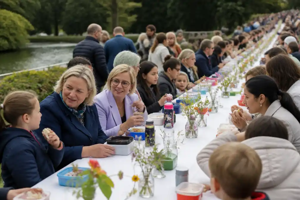 Prinses Claire schuift aan bij 500 meter lange lunchtafel in Meise tegen kinderarmoede