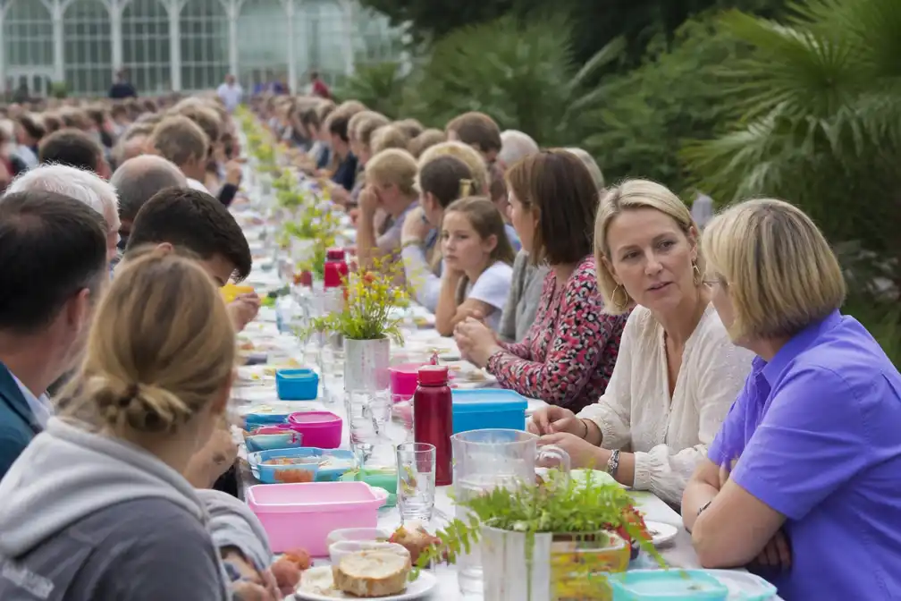 Bijna 1.000 mensen aan 500 meter lange lunchtafel in Meise tegen kinderarmoede