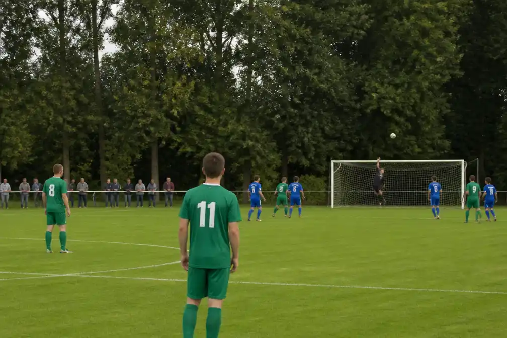 Matthias Jansen scoort vanop ongeveer 50 meter voor Vorselaar met tien man
