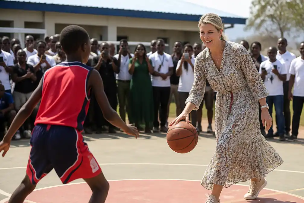 Hertogin Sophie danst en basketballt in video over Zambia-reis