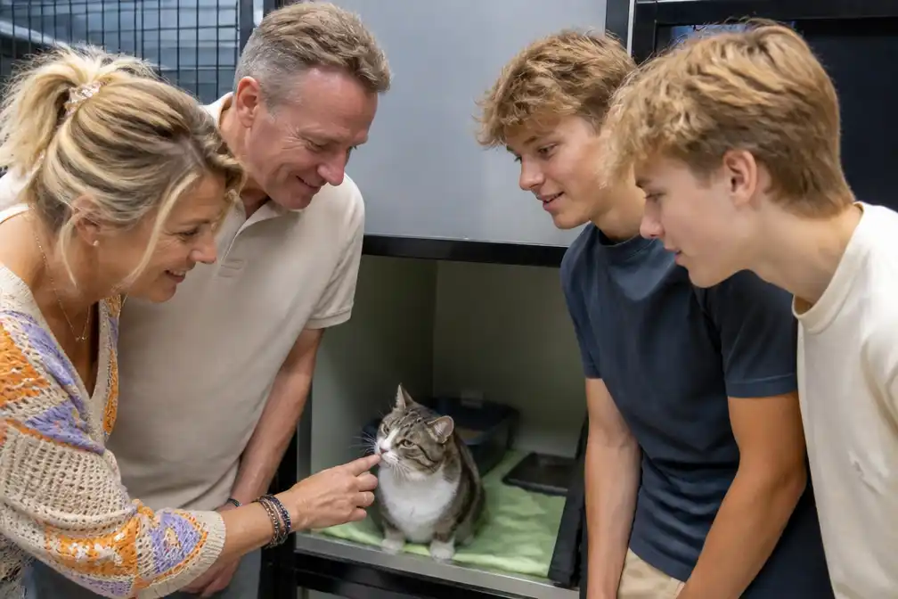 Familie De Hanslers kiest Balou, kat na meerdere operaties, als maatje voor Tommy