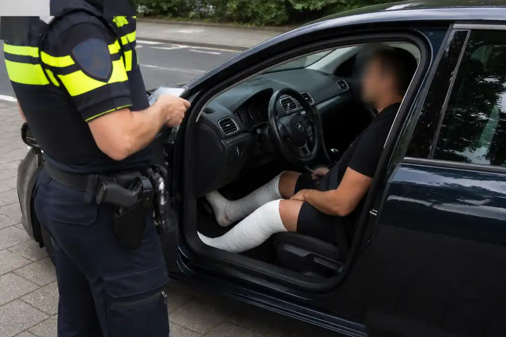 Automobilist in Westland bekeurd voor rijden met twee benen in gips