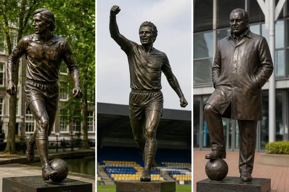 Meer dan dertig Nederlandse voetbalprominenten vereeuwigd in brons
