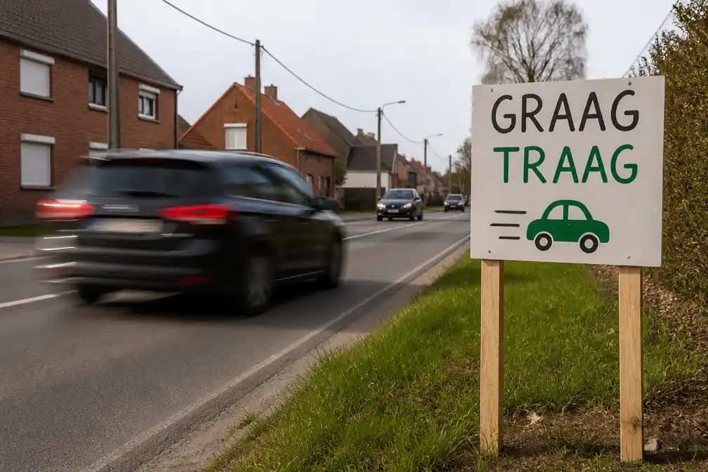 Bewoners Koppenhollestraat in Moerbeke voeren actie tegen voorbijrazend verkeer