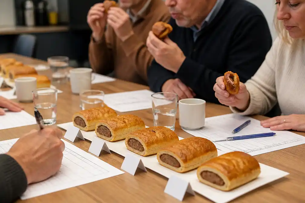 Vier experts proeven blind supermarktworstenbroodjes in Brabantse vergelijking