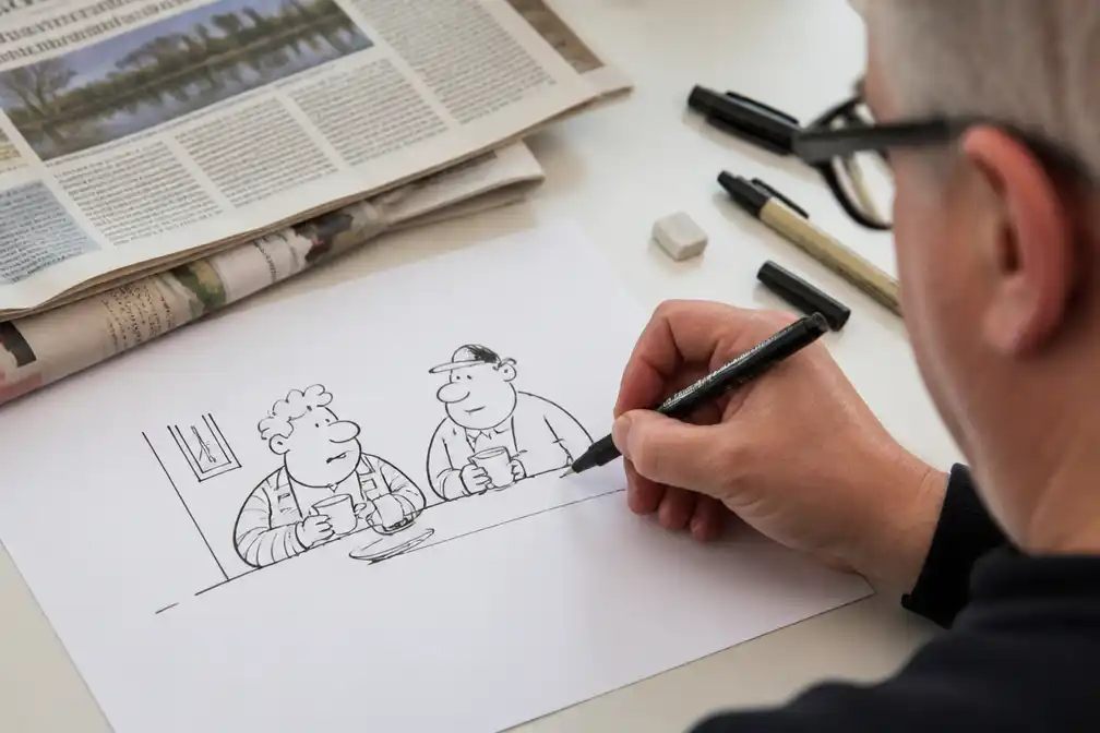Cartoon Toos & Henk van Paul Kusters in De Limburger en Haarlems Dagblad