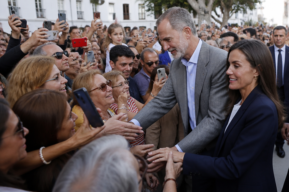 Felipe en Letizia begroet door honderden juichende inwoners in Ceuta
