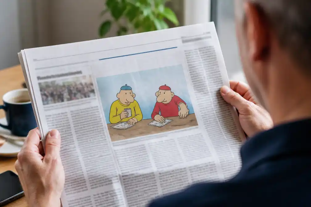 Cartoonist Paul Kusters publiceert strip Toos en Henk op 14 oktober 2026