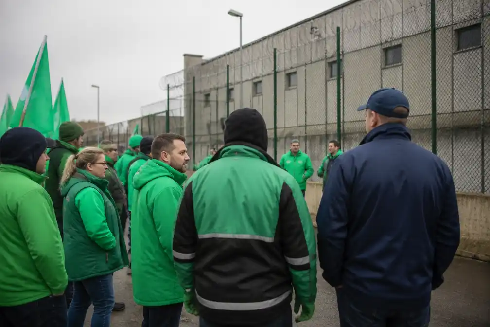 Vakbonden voeren actie aan gesloten asielcentra voor veiligheid personeel