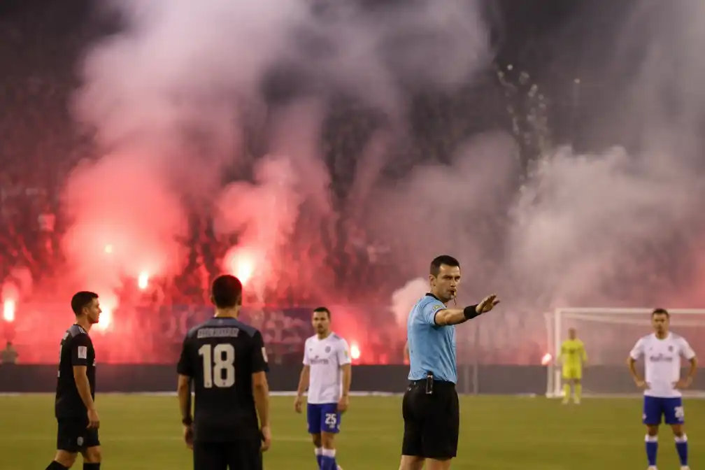 Hajduk Split-Ajax hervat na onderbreking door vuurwerk