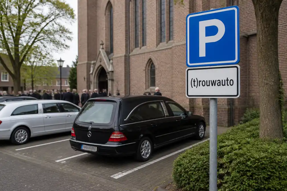 Parkeerplaats bij Bonaventurakerk in Woerden viraal door bord met '(t)rouwauto'