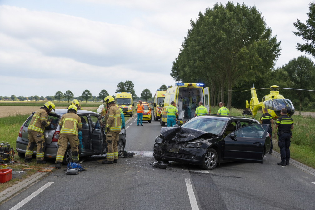 Vijf gewonden bij botsing twee auto's op Knapzakweg in Terneuzen