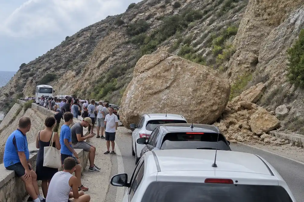 Rotsblok blokkeert urenlang toegang tot drukbezocht strand op Rhodos