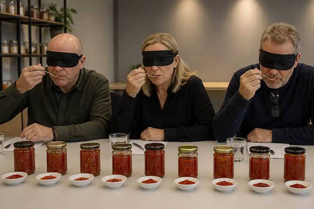 Sambalspecialisten proeven acht potjes sambal oelek blind uit de supermarkt