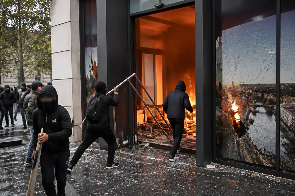 Brand gesticht bij toerismekantoor in Lyon tijdens protesten