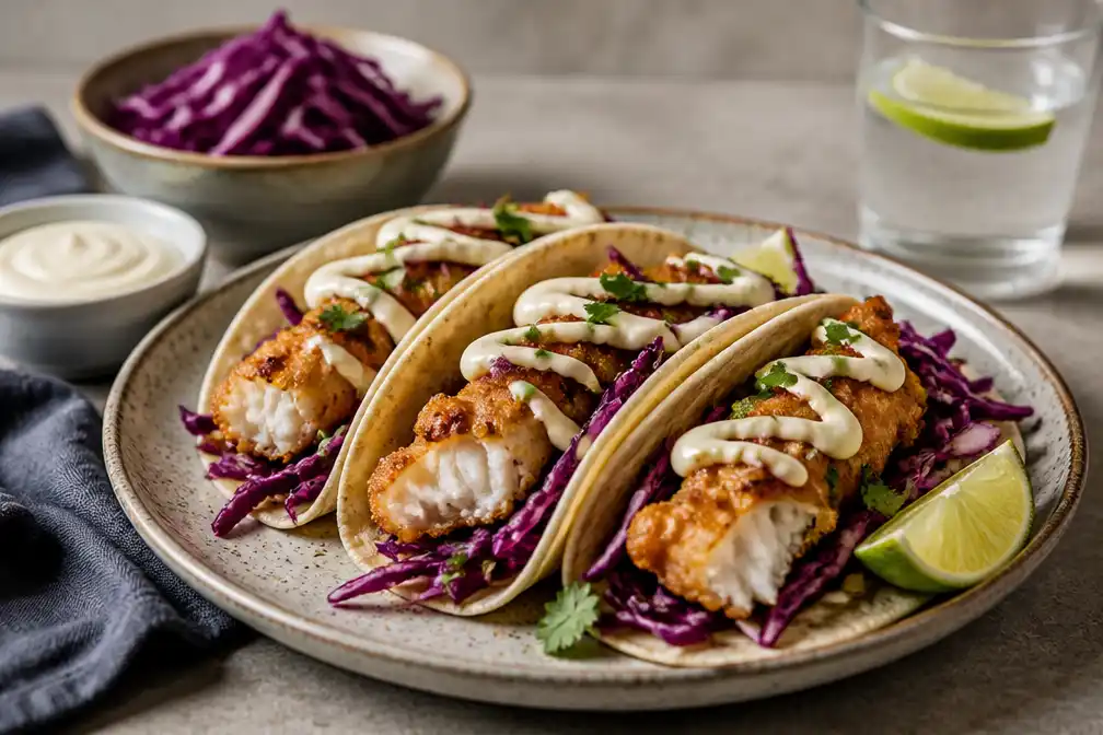 Recept combineert kibbeling met rodekool en aioli in Nederlands-Mexicaanse taco