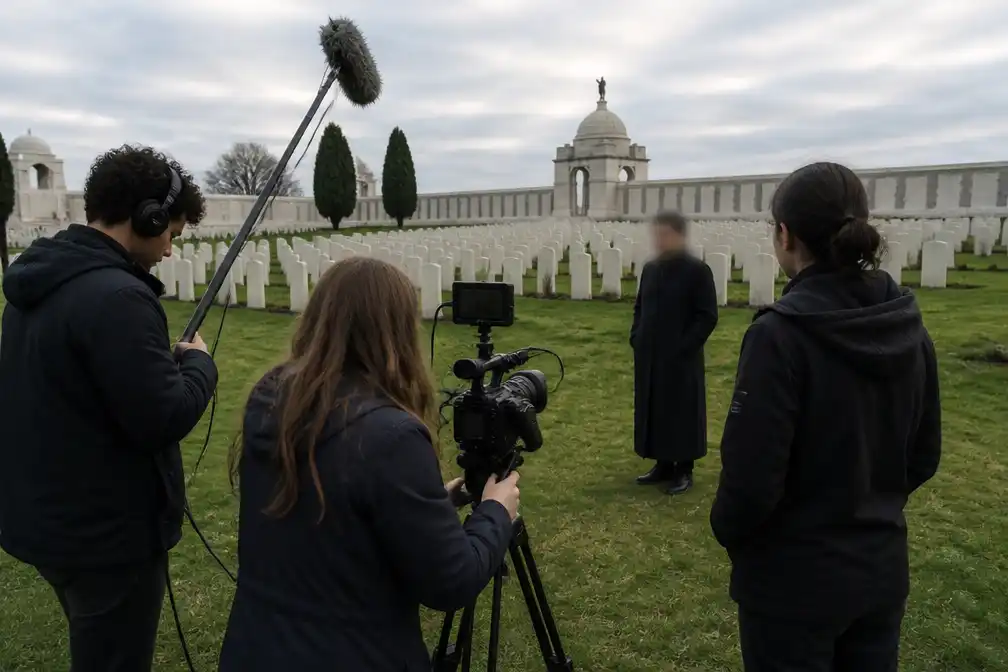 Gentse filmcrew draait anti-oorlogsfilm op Tyne Cot Cemetery