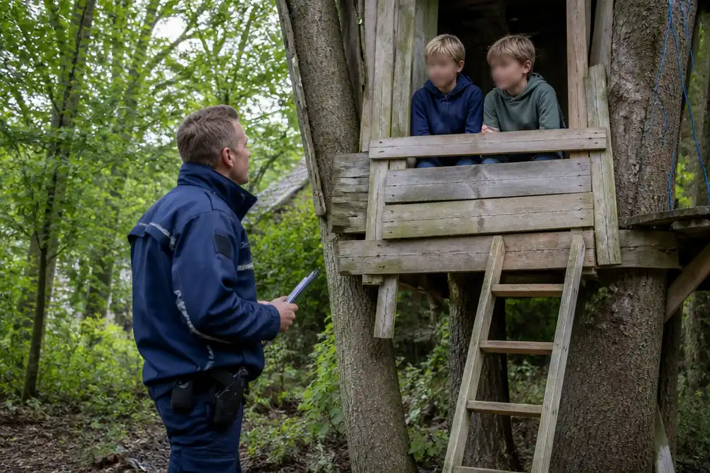 Handhaver gemeente Ede: boomhut van Nolan en Hugo (10) moet weg