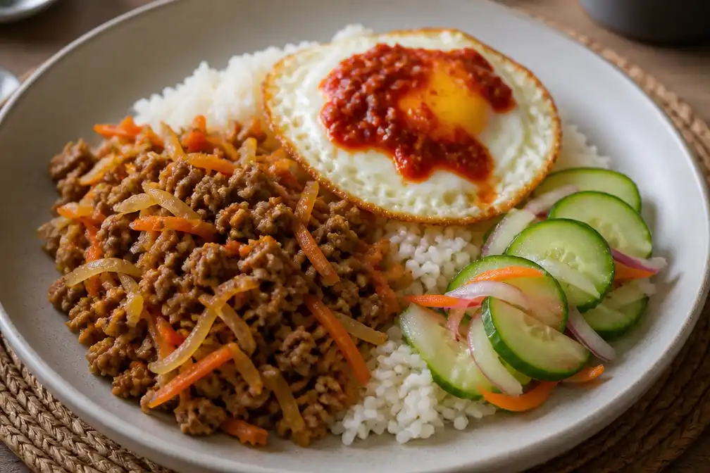 Sambal-ei met gehakt en atjar staat centraal als gerecht van de dag