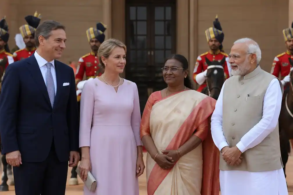 Erfprins Alois en erfprinses Sophie van Liechtenstein op staatsbezoek in India