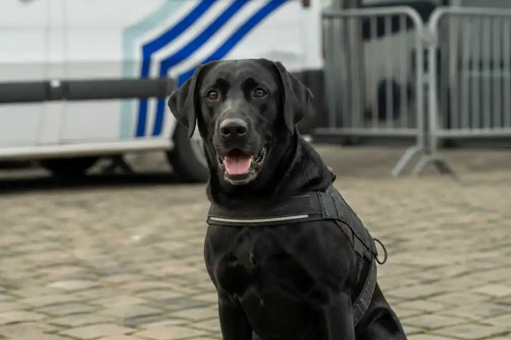 Antwerpse politie neemt afscheid van Billy, eerste dynamische explosievenhond van België
