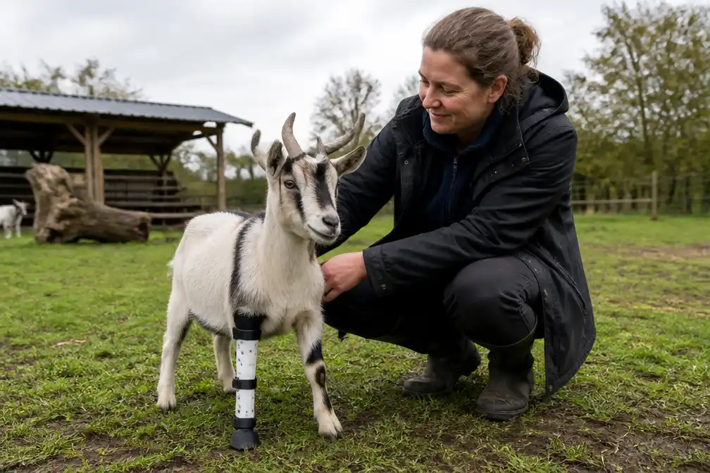 Geitje Fauna huppelt in Deurle weer op vier poten dankzij 3D-geprinte prothese